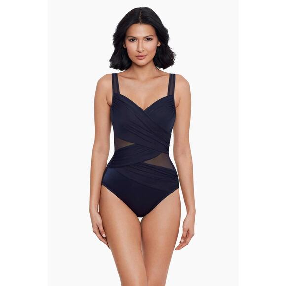 NWT Miraclesuit Madero One Piece Swimsuit | Navy Midnight Blue | SZ 8 - Picture 1 of 10